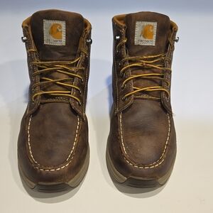 Carhartt CMX4023 Lightweight Wedge Moc Toe Boots - Brown Leather - Size 9.5